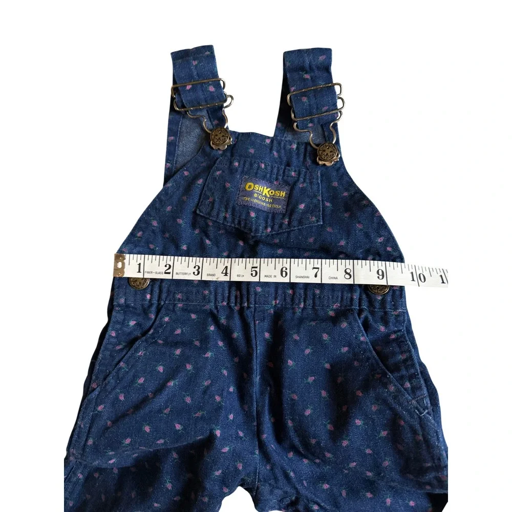 Oshkosh Floral Denim Overalls Babygirl 12 Months Bibs Cotton USA Granola Western